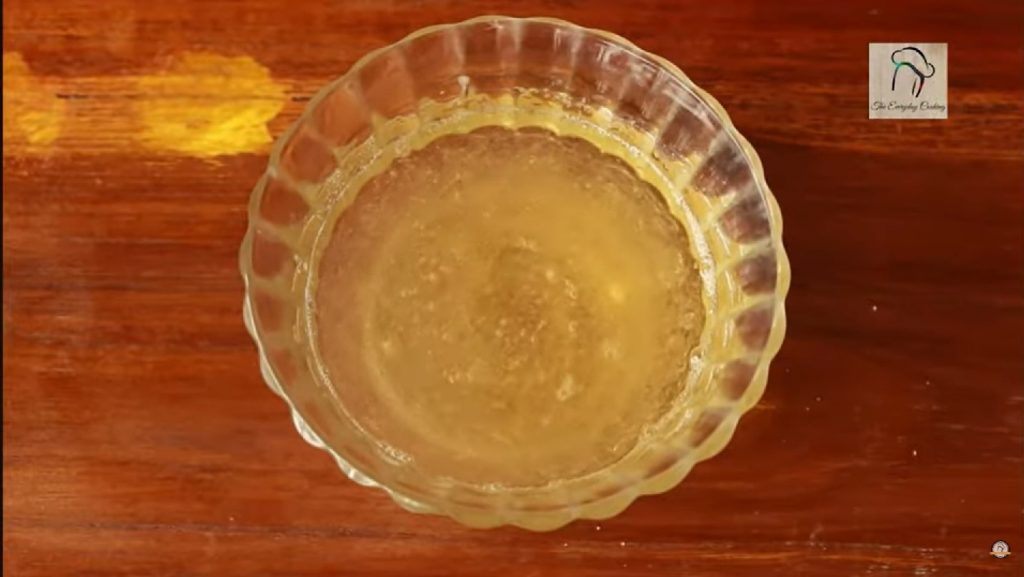 Gelatin mixed in hot water