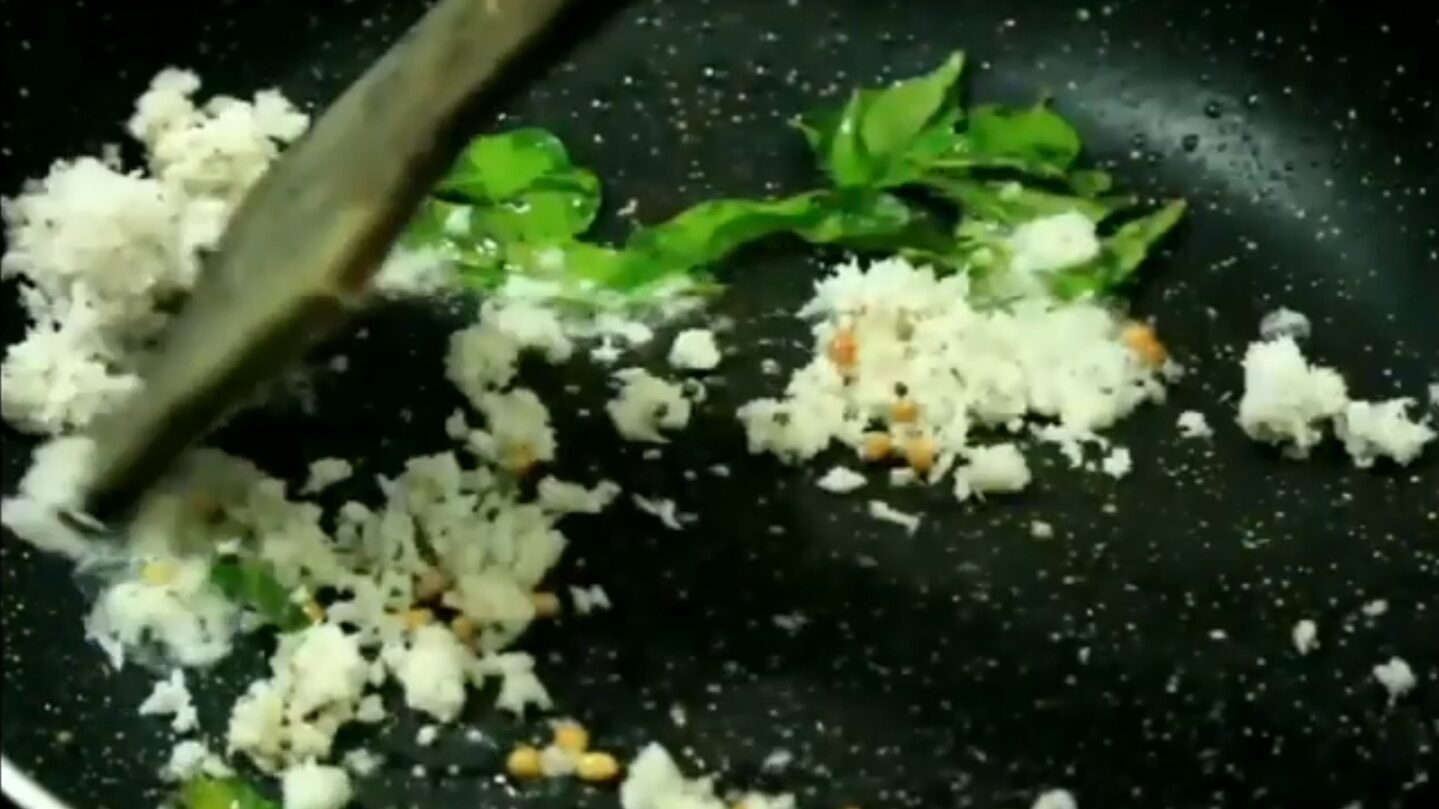 Add and Saute the grated coconut